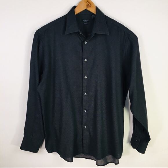 Van Heusen Black Fine Dot Patterned Button Up Shirt Large - Picture 1 of 4